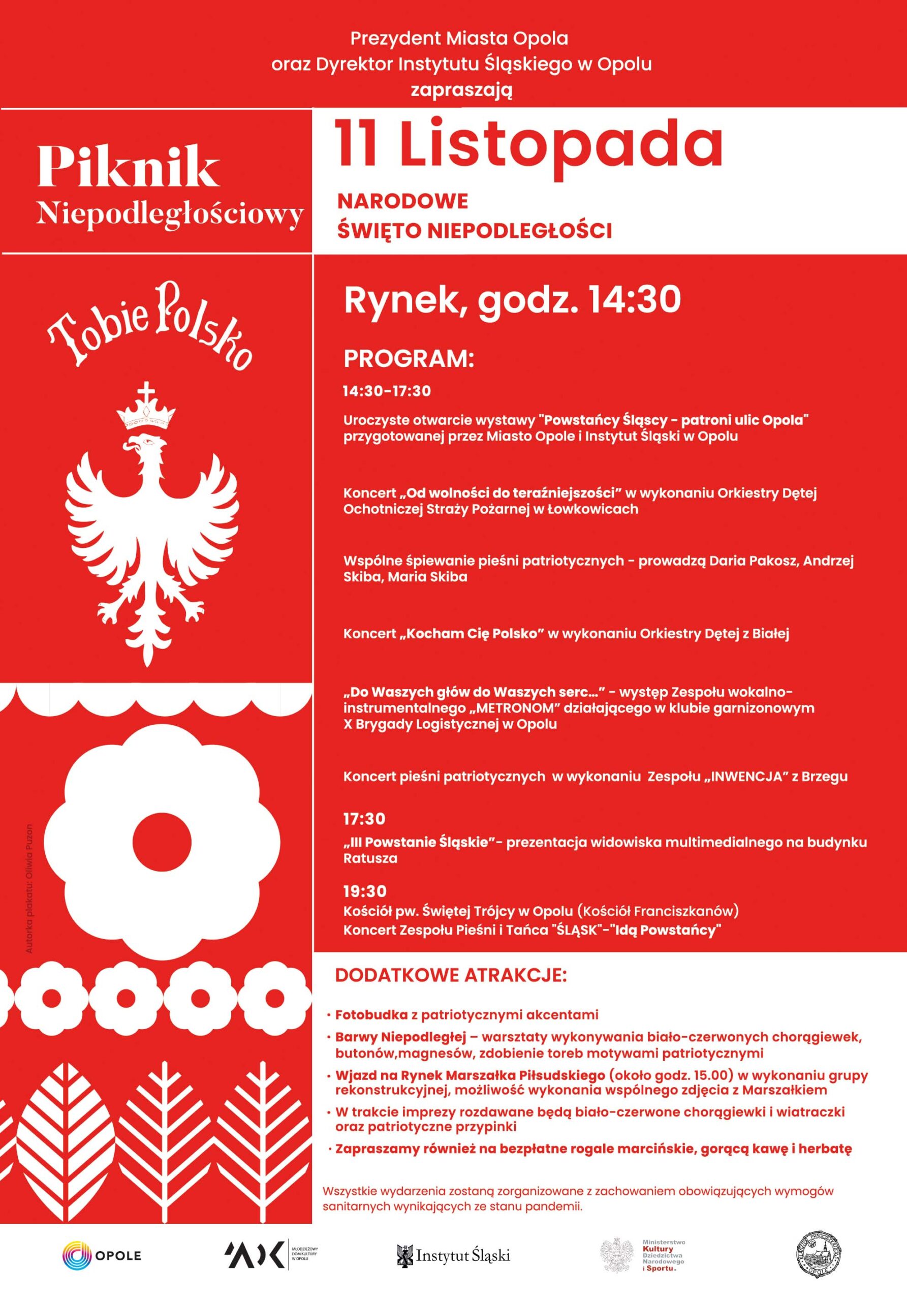 Program Pikniku Niepodległościowego w Opoli 11.11.2021