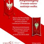 Plakat promocyjny wystawy Ślązacy dla Niepodległej w Powiatowym Centrum Kultury w Strzelcach Opolskich
