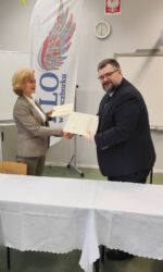 Umowa partnerska podpisana z Krystyną Blażewską dyr. ZSO im. A Mickiewicza w Kluczborku